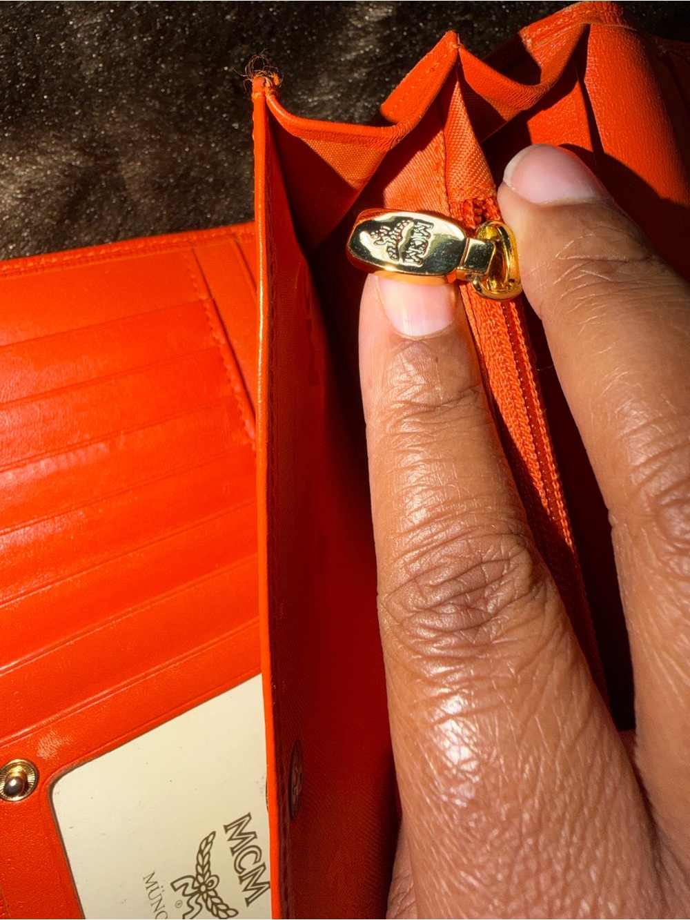 MCM Orange Leather Flap Wallet Wallet - Picture 6 of 7
